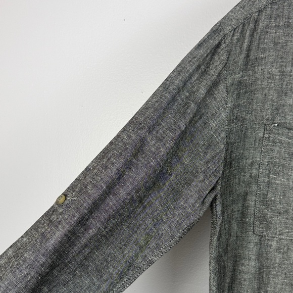 Silver Jeans Co. Emma-Boyfriend Fit Linen Blend Charcoal Long Sleeve XS Blouse - Picture 4 of 12
